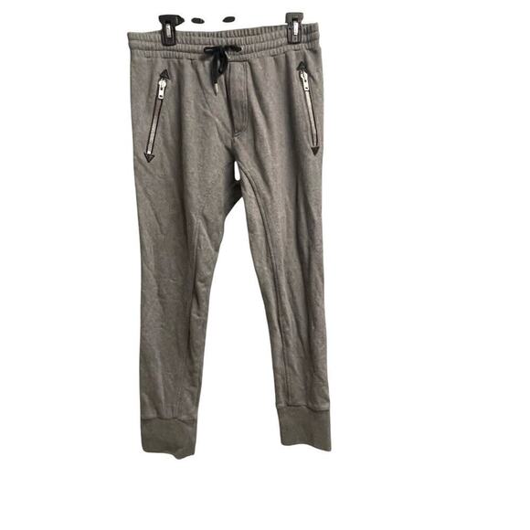 The Kooples Sport Mens Large Gray Joggers Faux Leather Pocket Sweats Sweatpants - Picture 1 of 3